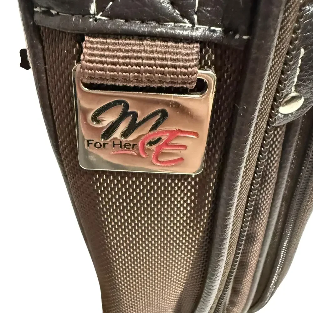 Mobile Edge ScanFast Element Briefcase Brown Leather and Canvas Pink Suede